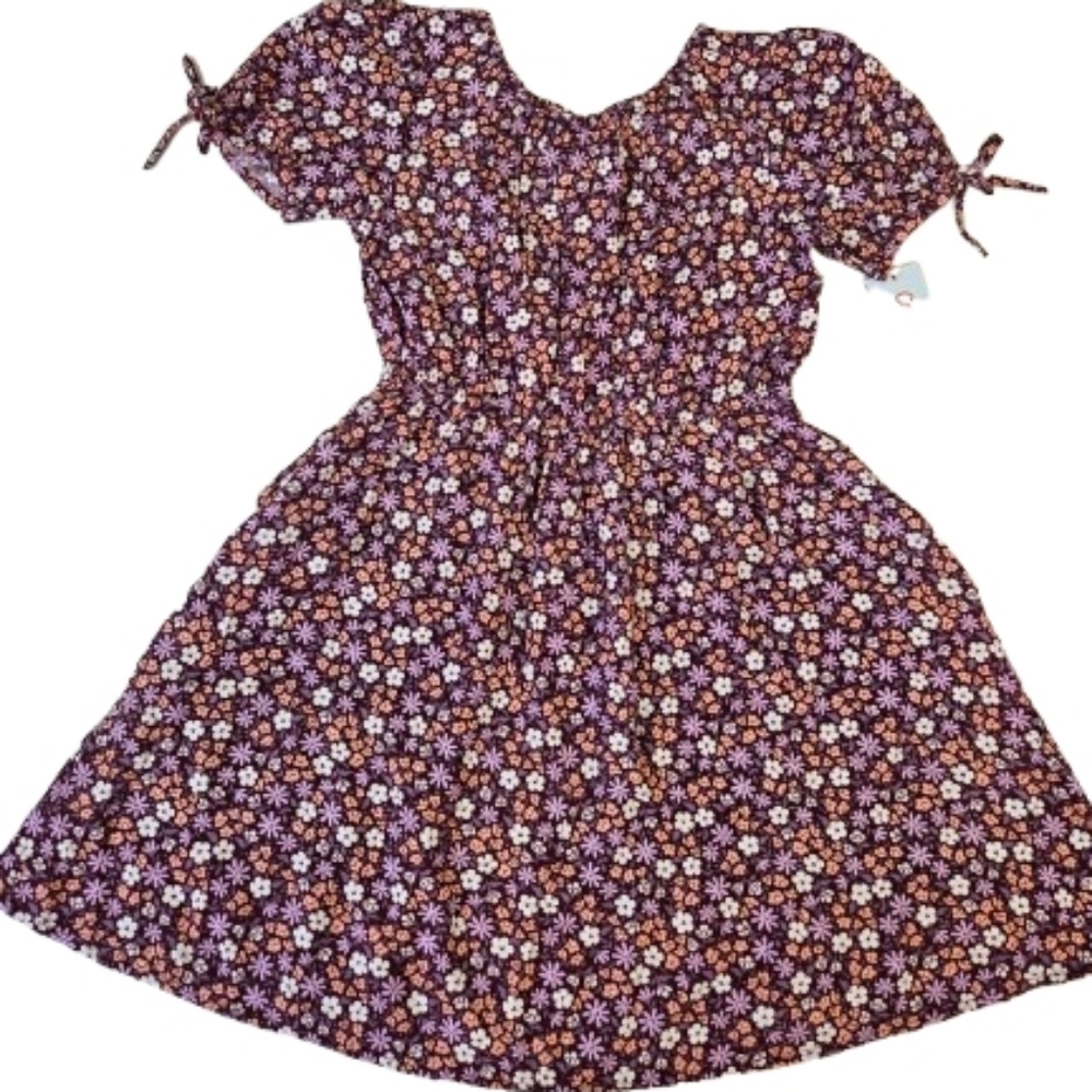 NWT Cat & Jack Floral Dress, Purple and White, Size Medium (8) Girls